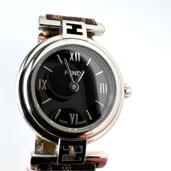 Vintage FENDI Orologi 2700L Brown Silver Circle Quartz  Ladies Watch - Picture 5 of 12